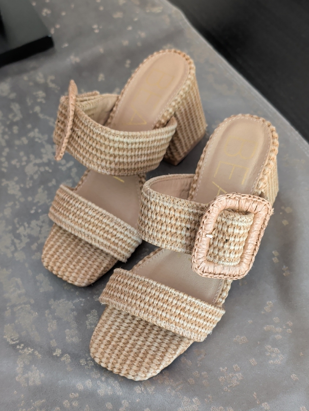BEACH Natural Raffia Mule Sandals